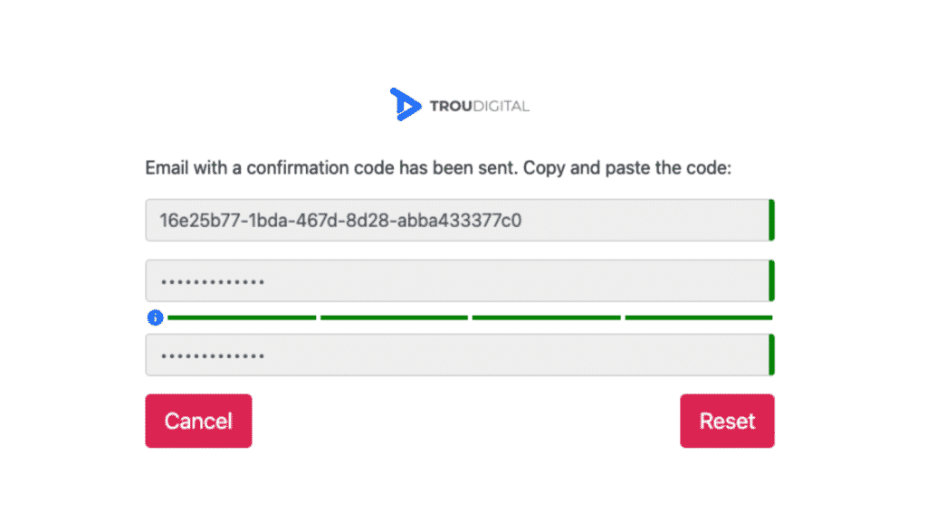 Logging into TrouDigital and resetting your password TrouDigital